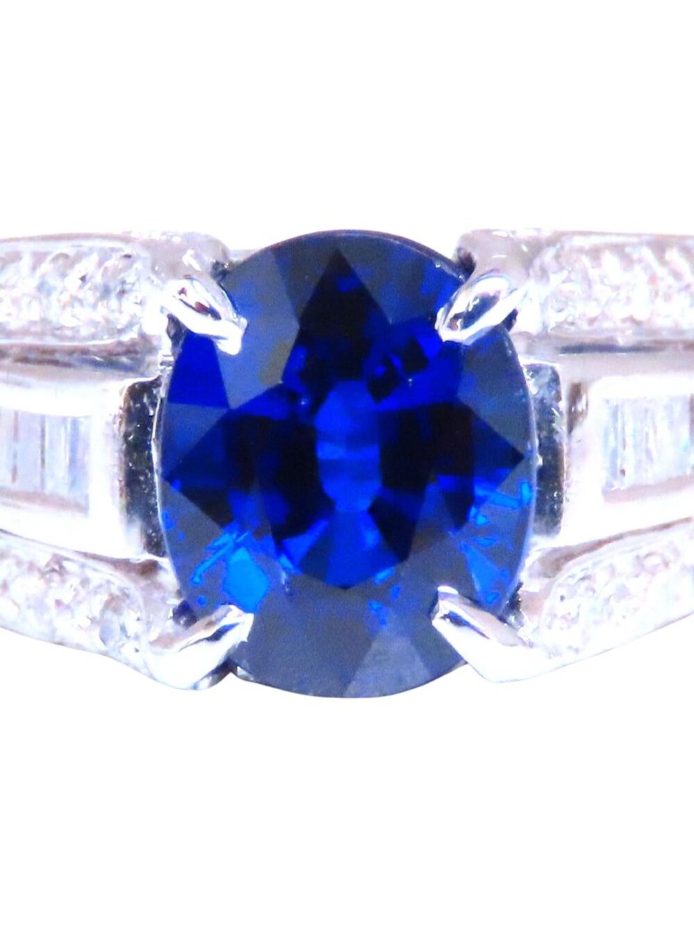 4.70ct Lab Created Sapphire Diamonds ring 14kt gold 12436*